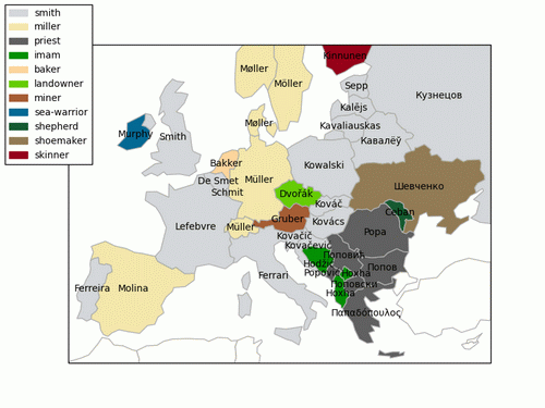 Карта: самые распространенные фамилии Карта: самые распространенные фамилии